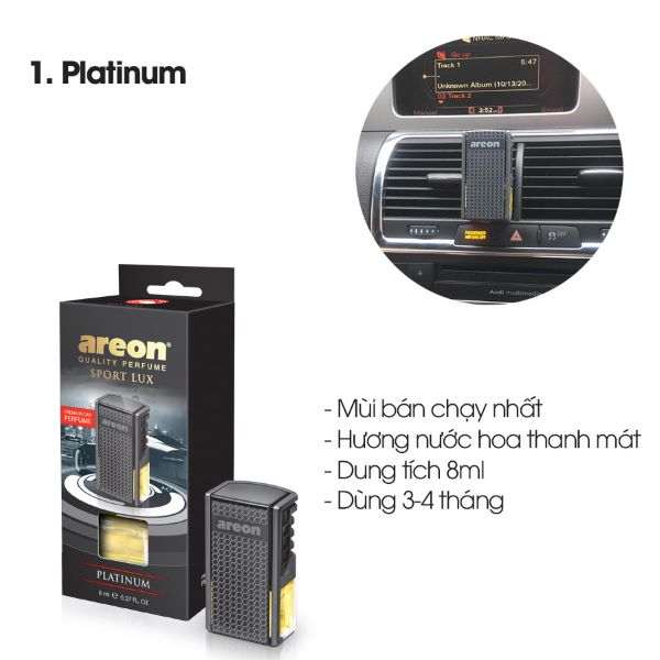 Nước hoa kẹp cửa gió điều hòa mùi Platinum Areon Sport Lux