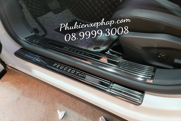 Combo nẹp bậc cửa và nẹp cốp chống xước titan Peugeot 408 new (10 chi tiết)