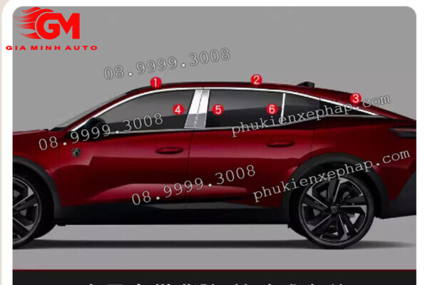 Nẹp cong kính và chân kính inox peugeot 408 new